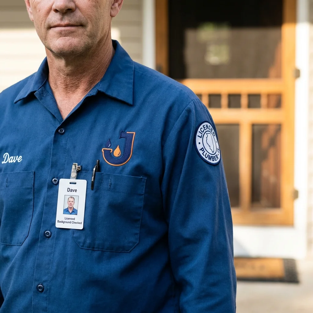 Licensed plumber showing ID badge in Waterloo, NY